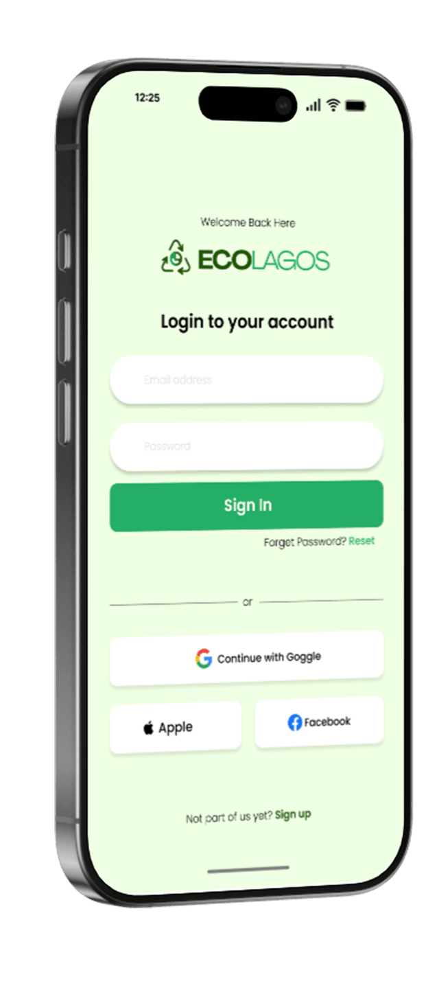 EcoLagos App Login Screen